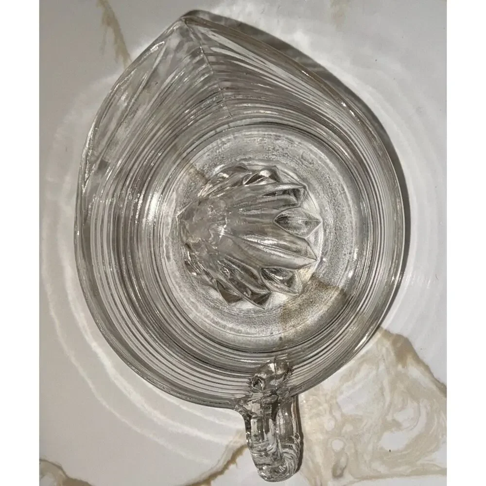 Vintage Anchor Hocking Glass Clear Ribbed Citrus Reamer Juicer 8x6” 1960’s